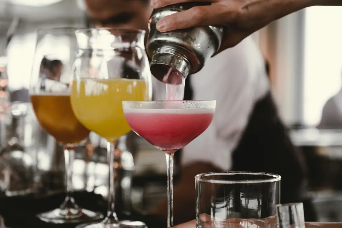 Bar drink being mixed.