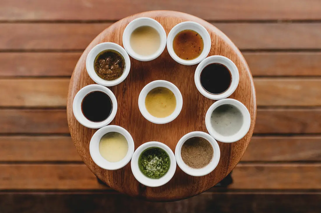 Selection of house sauces.